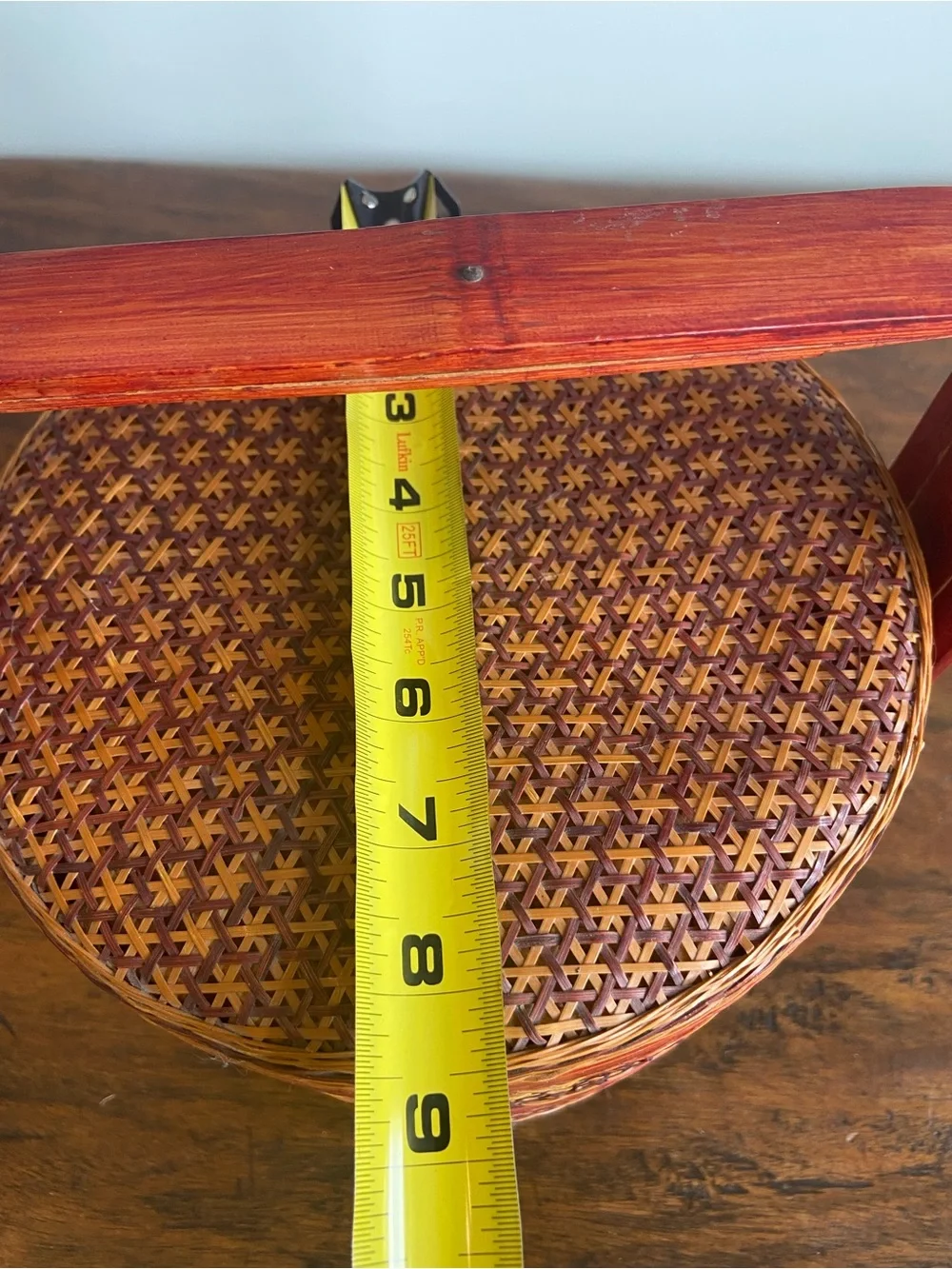 Handwoven Bamboo Stacking Basket with Handle - Red and Brown